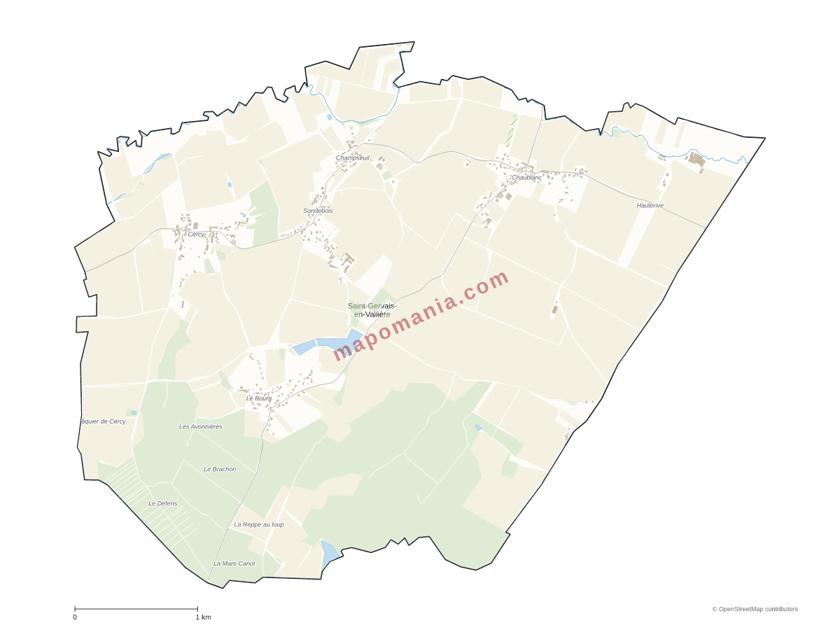 Carte de Saint-Gervais-en-Vallière à personnaliser