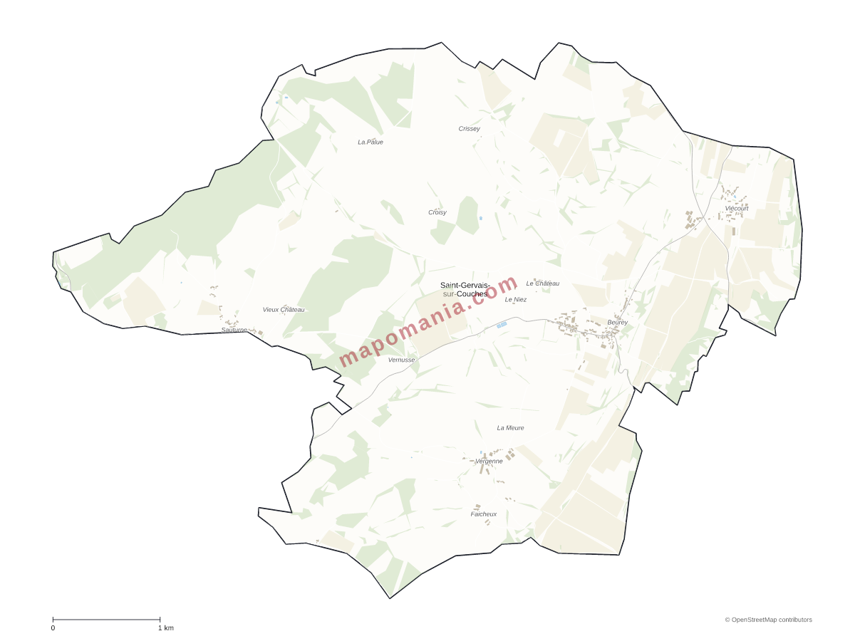 Carte de Saint-Gervais-sur-Couches à personnaliser