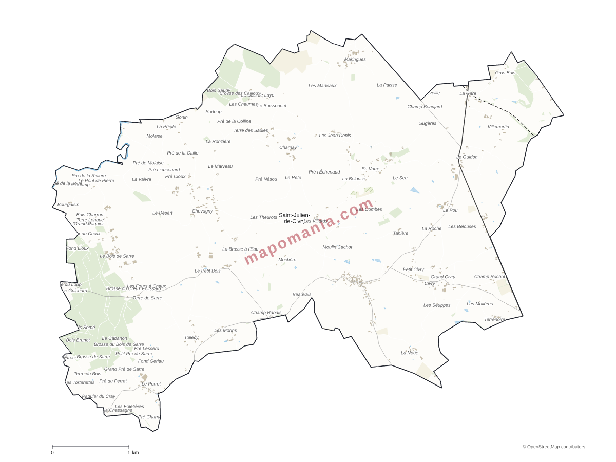Carte de Saint-Julien-de-Civry à personnaliser