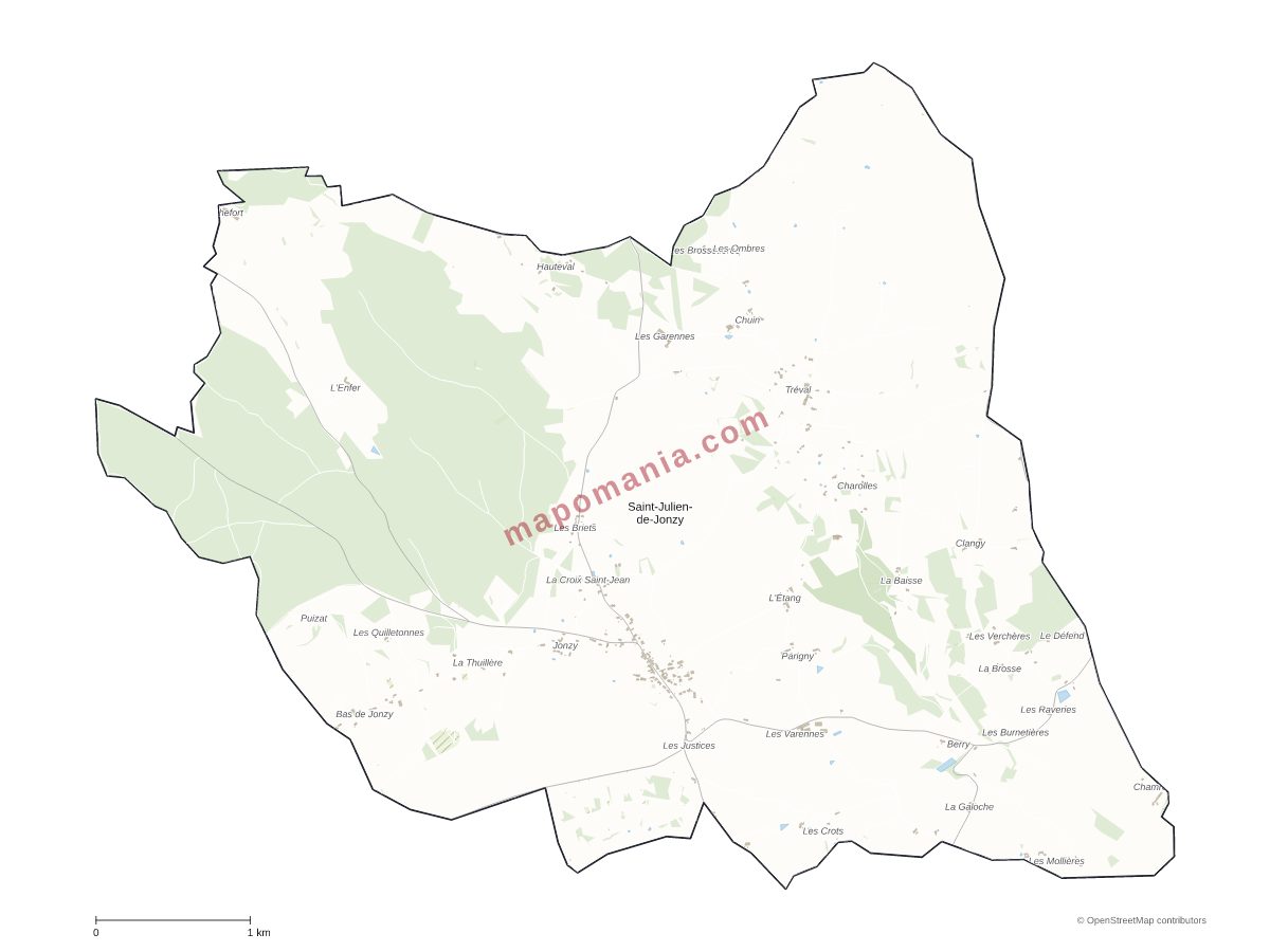 Carte de Saint-Julien-de-Jonzy à personnaliser