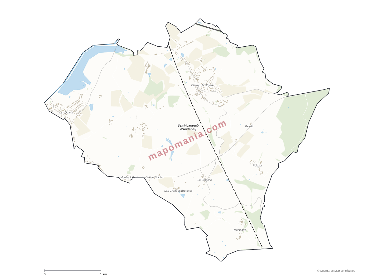 Carte de Saint-Laurent-d'Andenay à personnaliser