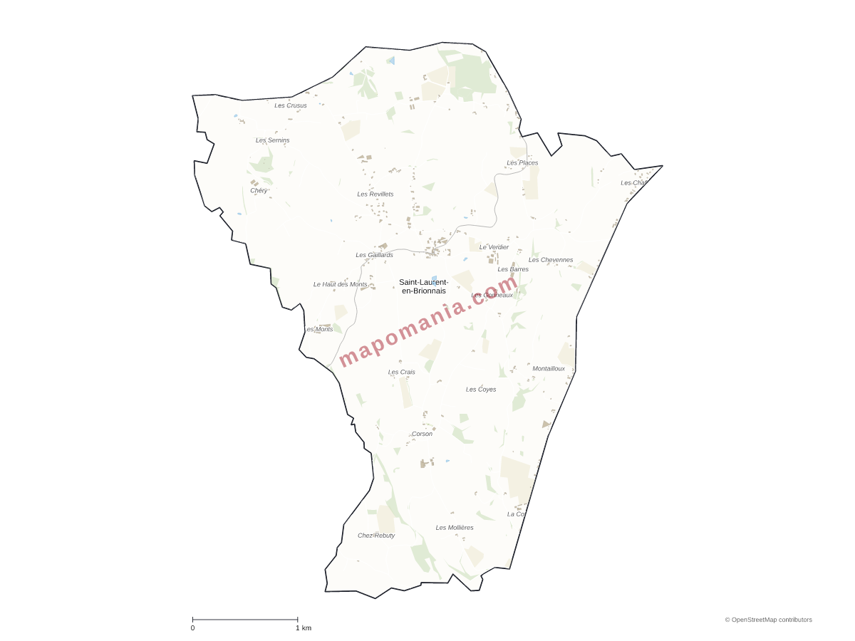 Carte de Saint-Laurent-en-Brionnais à personnaliser