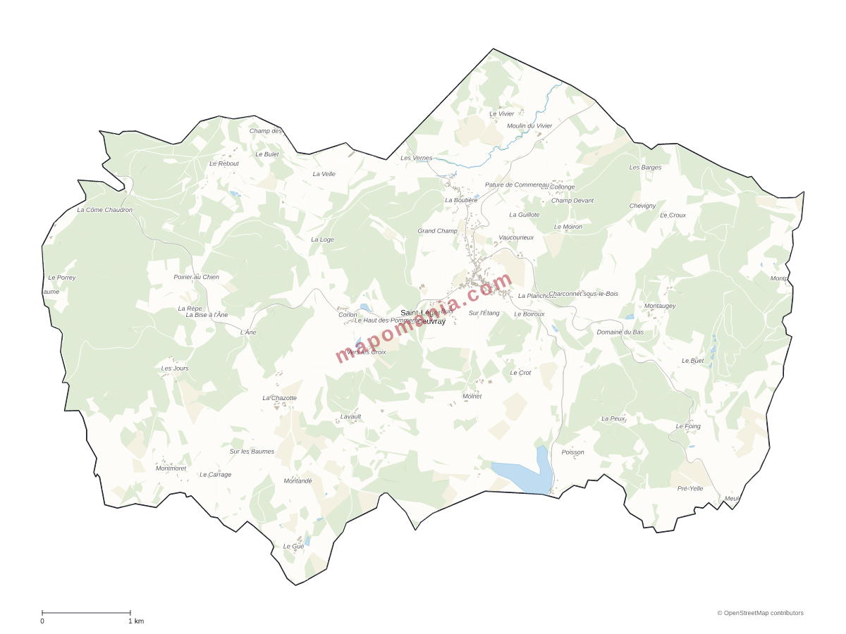Carte de Saint-Léger-sous-Beuvray à personnaliser