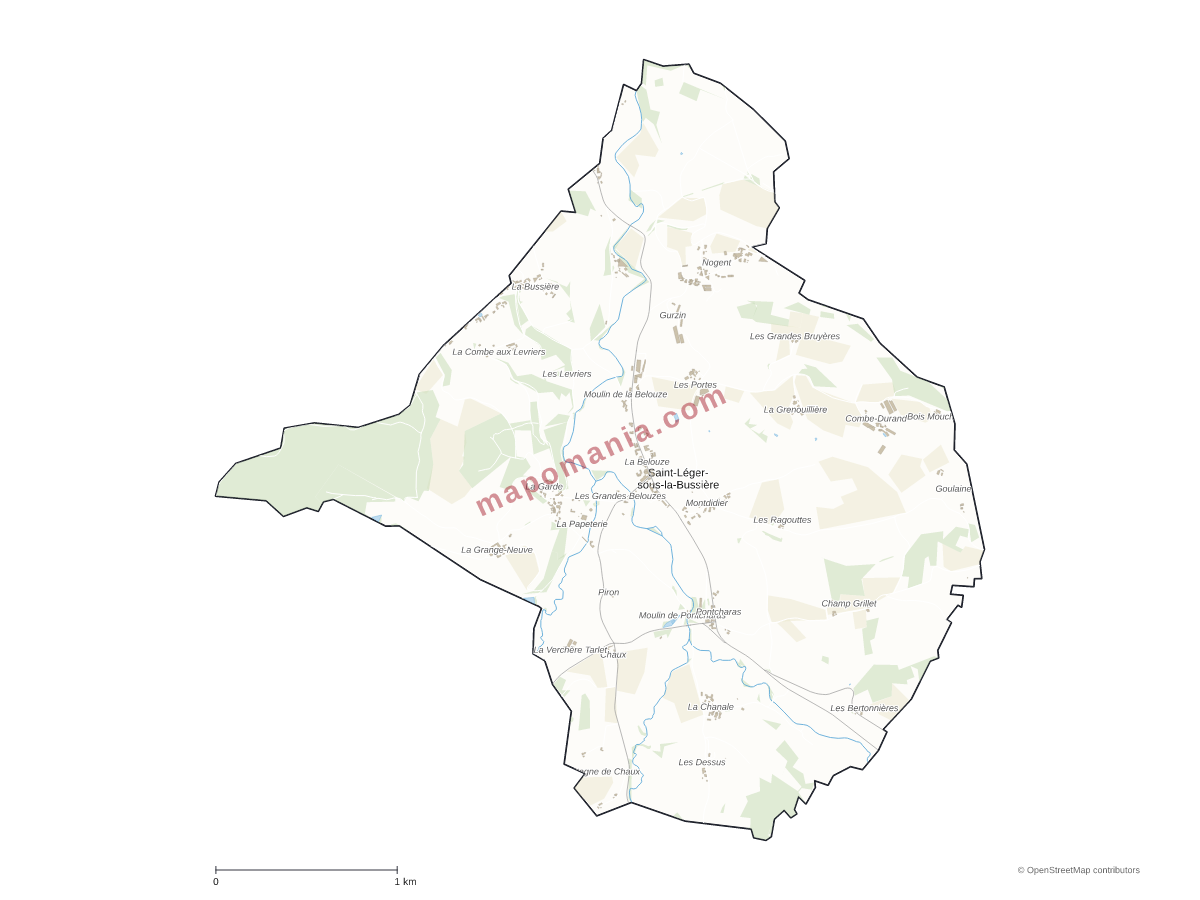Carte de Saint-Léger-sous-la-Bussière à personnaliser