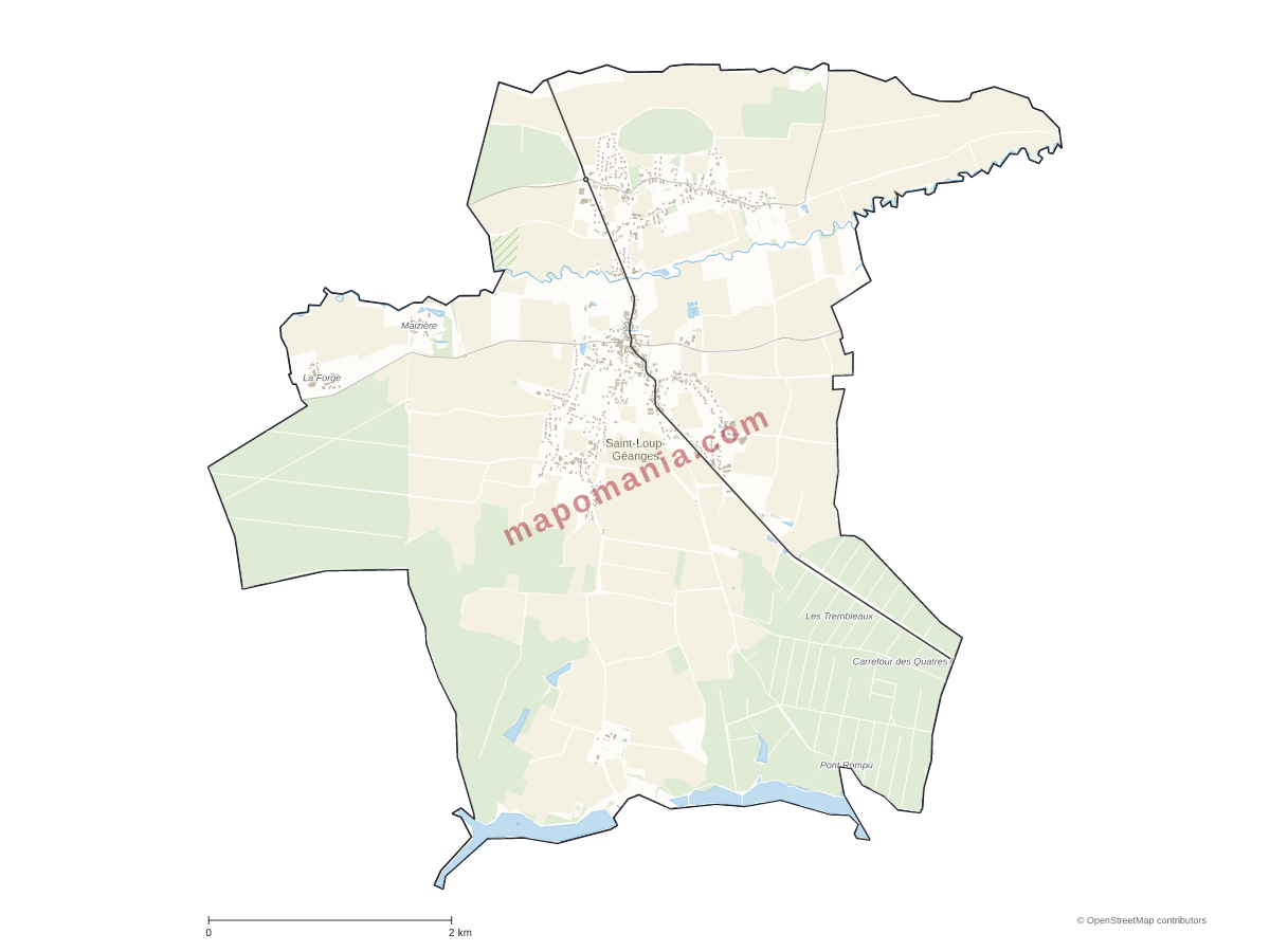 Carte de Saint-Loup-Géanges à personnaliser