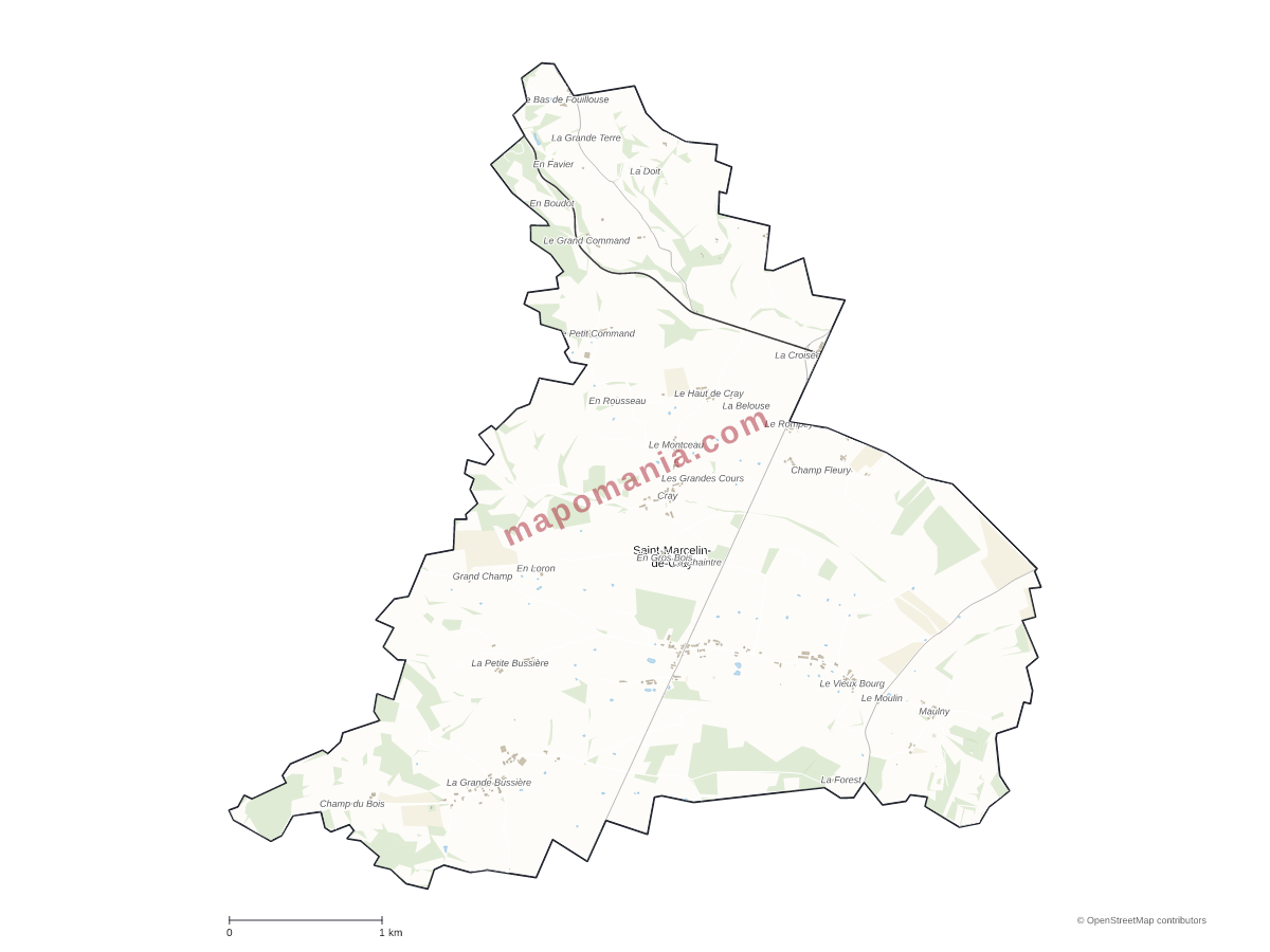 Carte de Saint-Marcelin-de-Cray à personnaliser