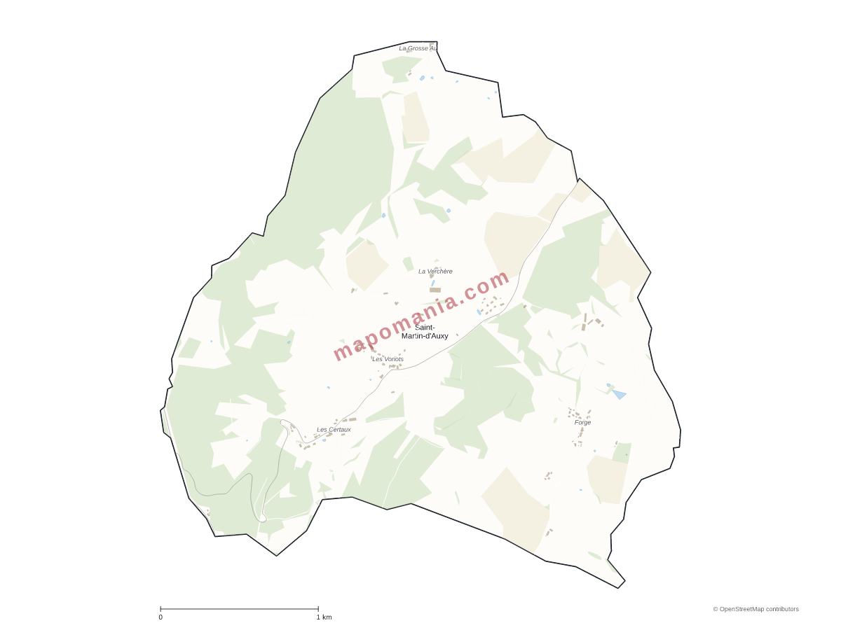 Carte de Saint-Martin-d'Auxy à personnaliser