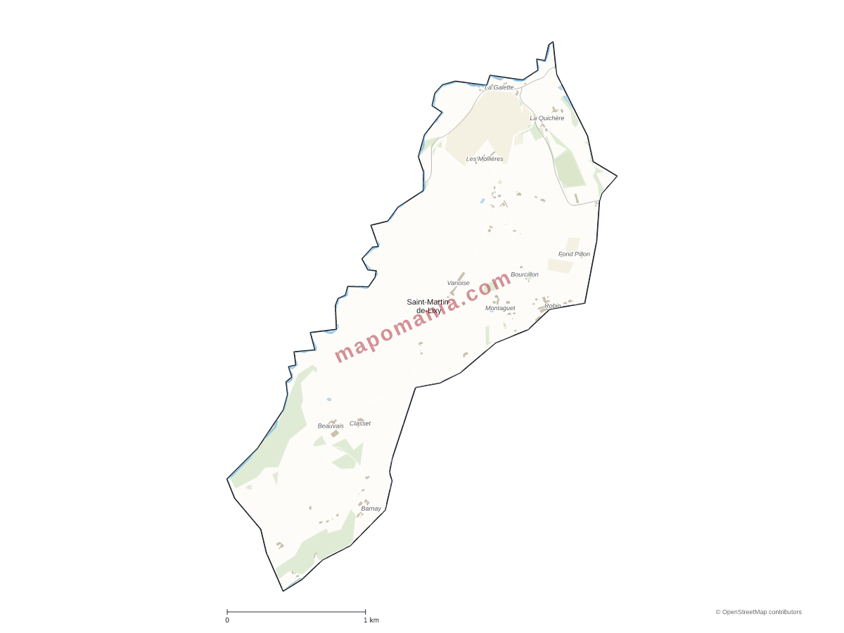 Carte de Saint-Martin-de-Lixy à personnaliser
