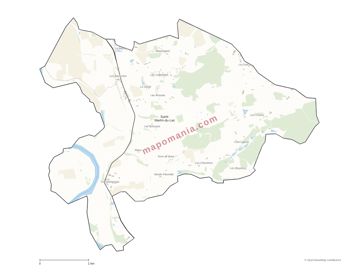 Carte de Saint-Martin-du-Lac à personnaliser