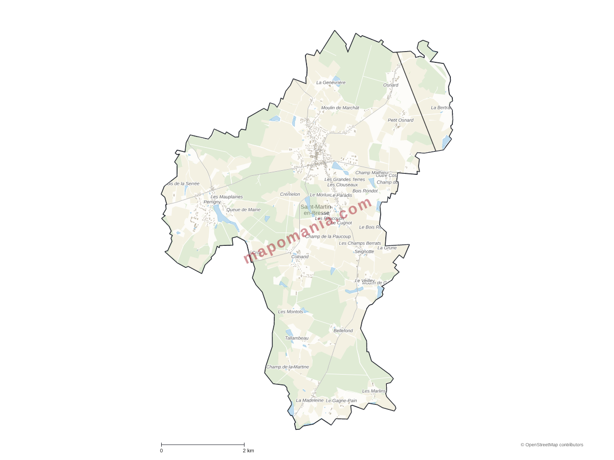 Carte de Saint-Martin-en-Bresse à personnaliser