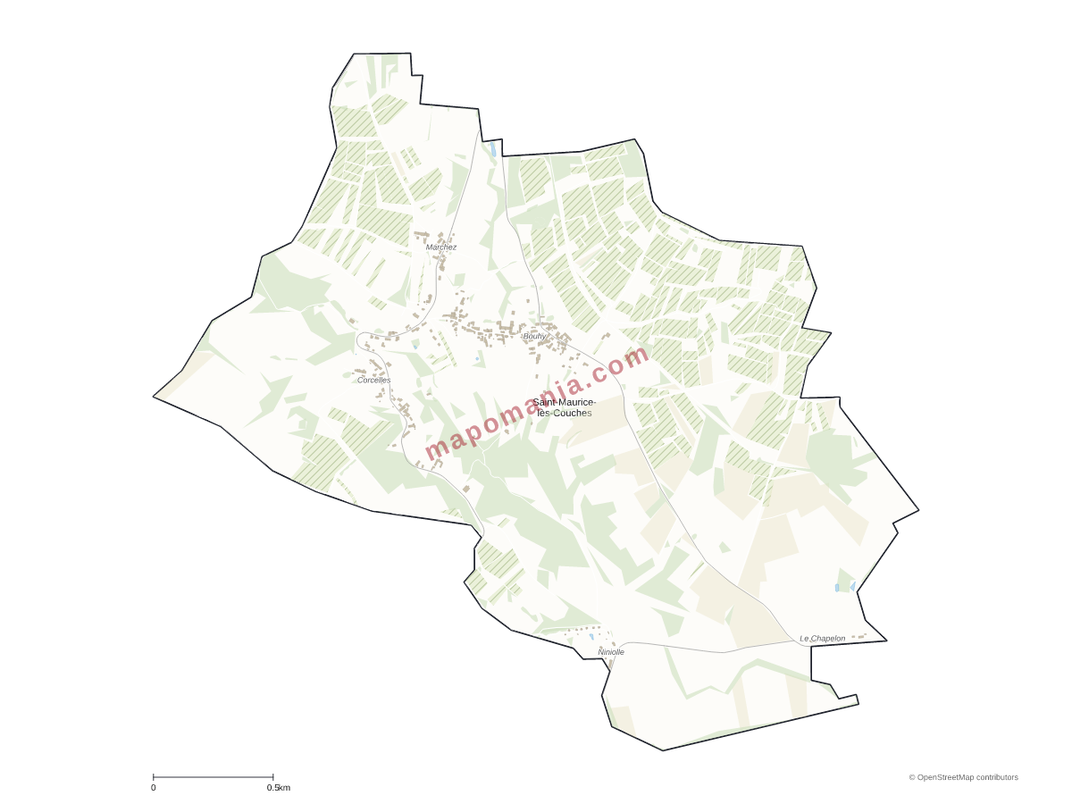 Carte de Saint-Maurice-lès-Couches à personnaliser