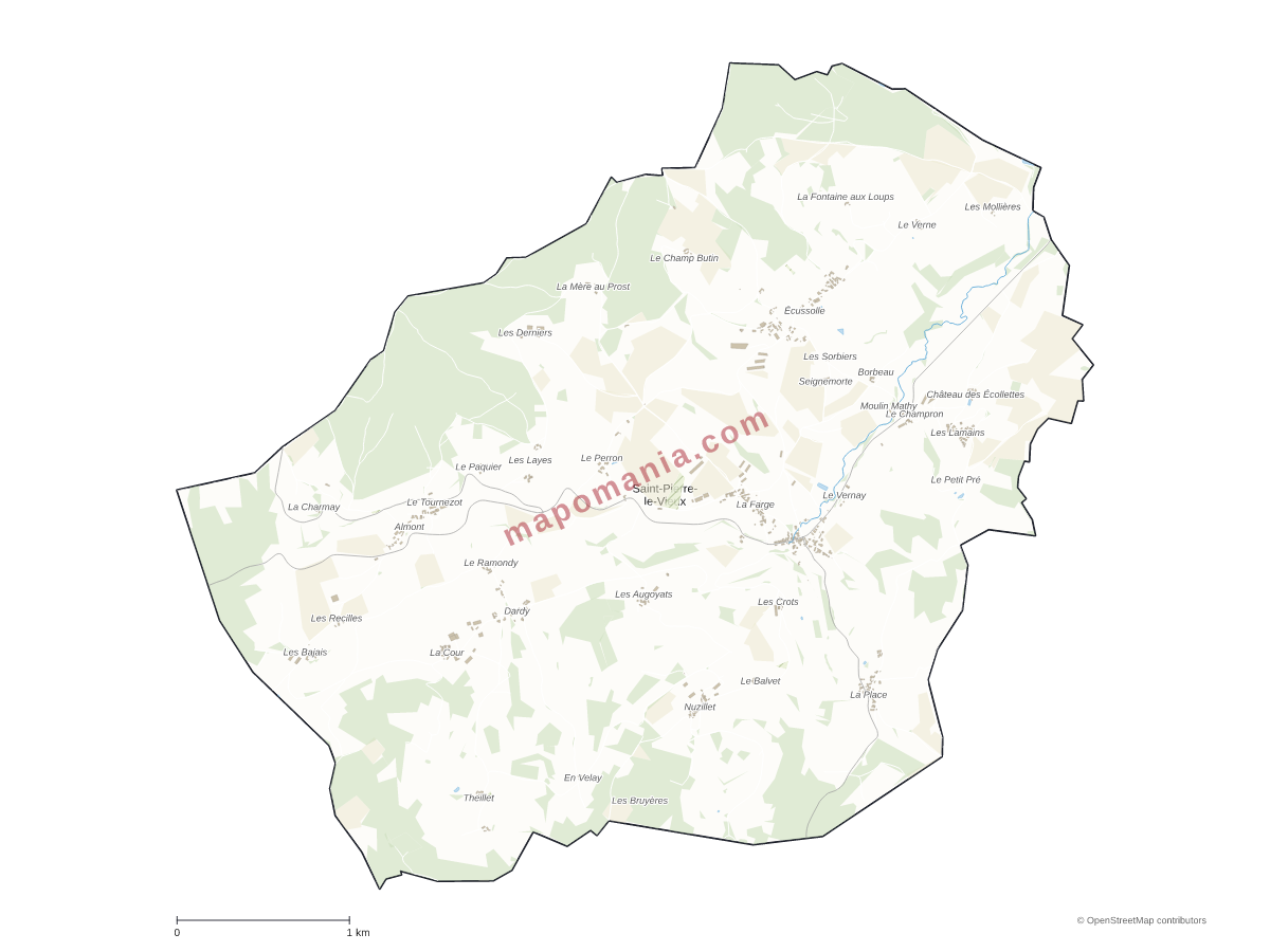 Carte de Saint-Pierre-le-Vieux à personnaliser