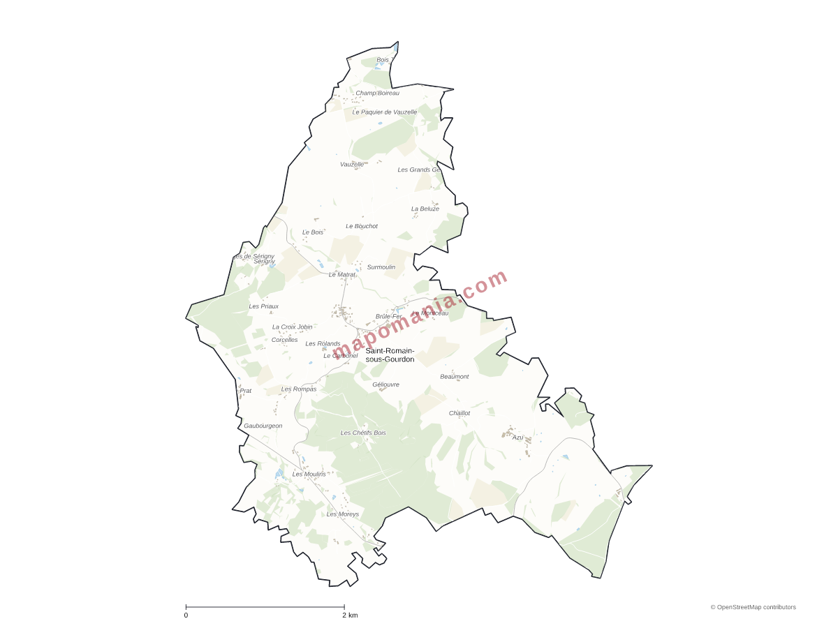 Carte de Saint-Romain-sous-Gourdon à personnaliser