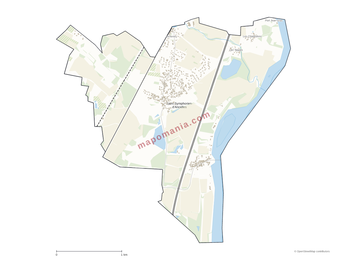 Carte de Saint-Symphorien-d'Ancelles à personnaliser