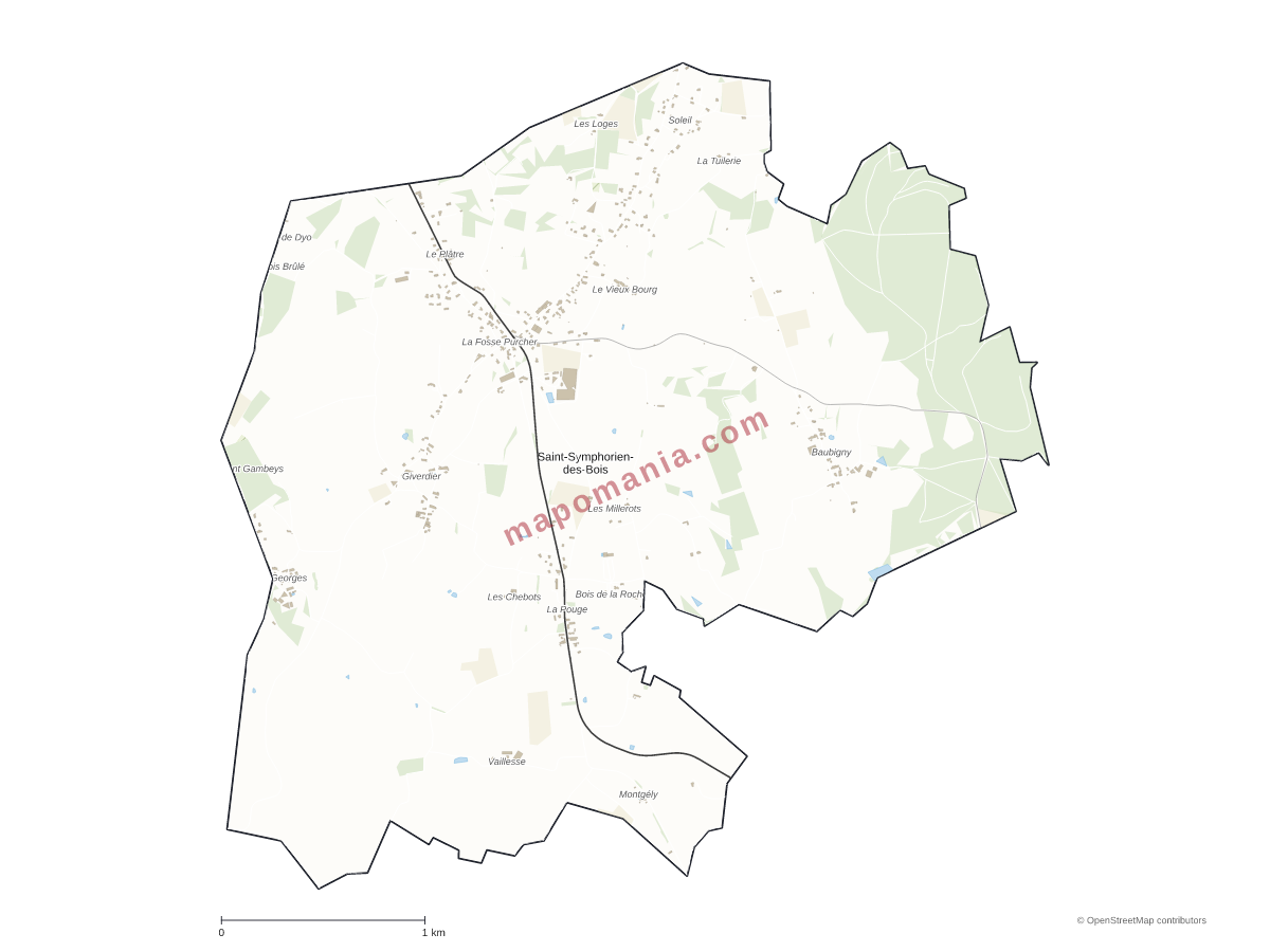 Carte de Saint-Symphorien-des-Bois à personnaliser