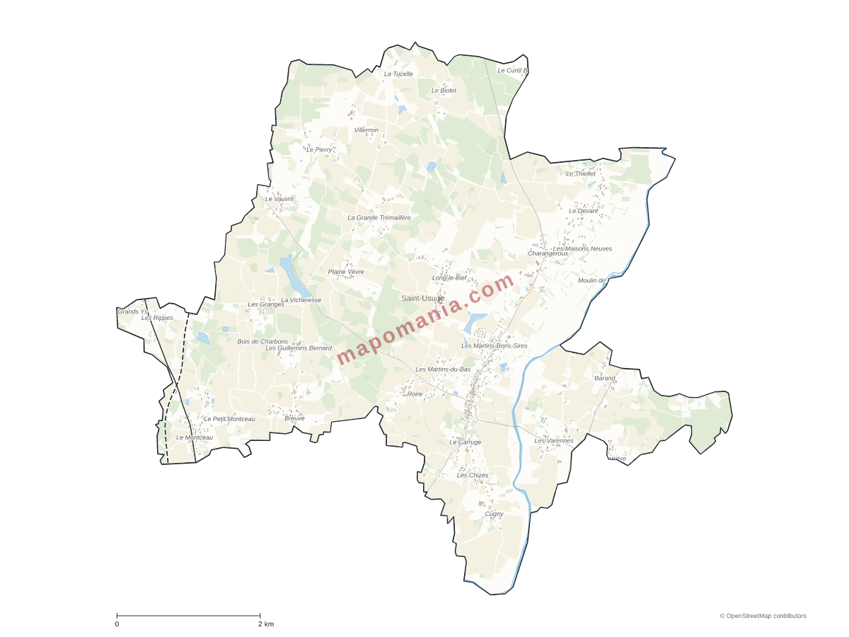 Carte de Saint-Usuge à personnaliser