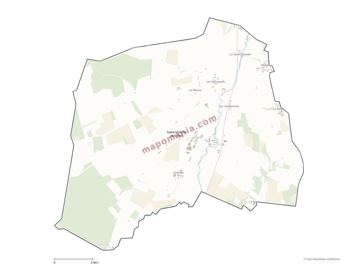 Carte de Saint-Vincent-des-Prés à personnaliser