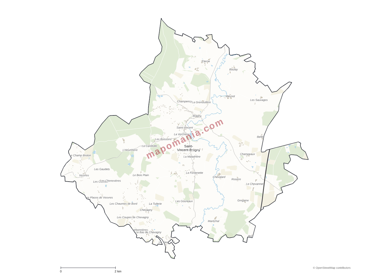Carte de Saint-Vincent-Bragny à personnaliser
