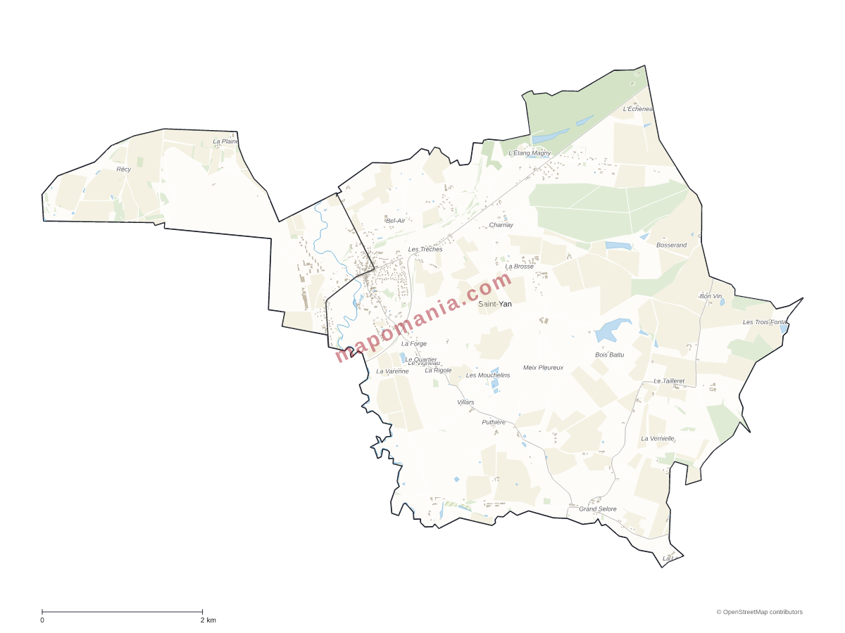 Carte de Saint-Yan à personnaliser