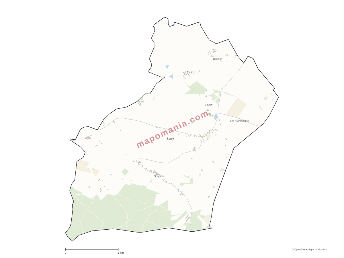 Carte de Sarry à personnaliser