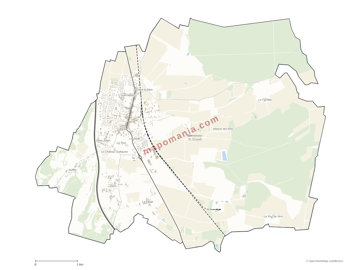 Carte de Sennecey-le-Grand à personnaliser