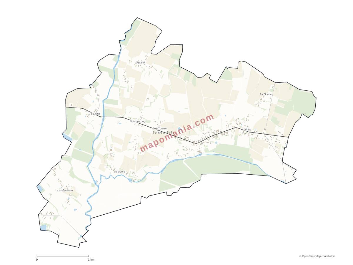 Carte de Sens-sur-Seille à personnaliser