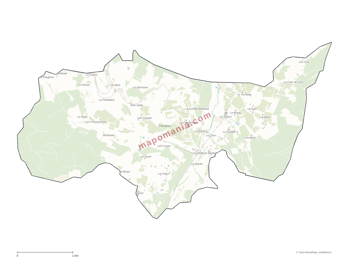 Carte de Serrières à personnaliser