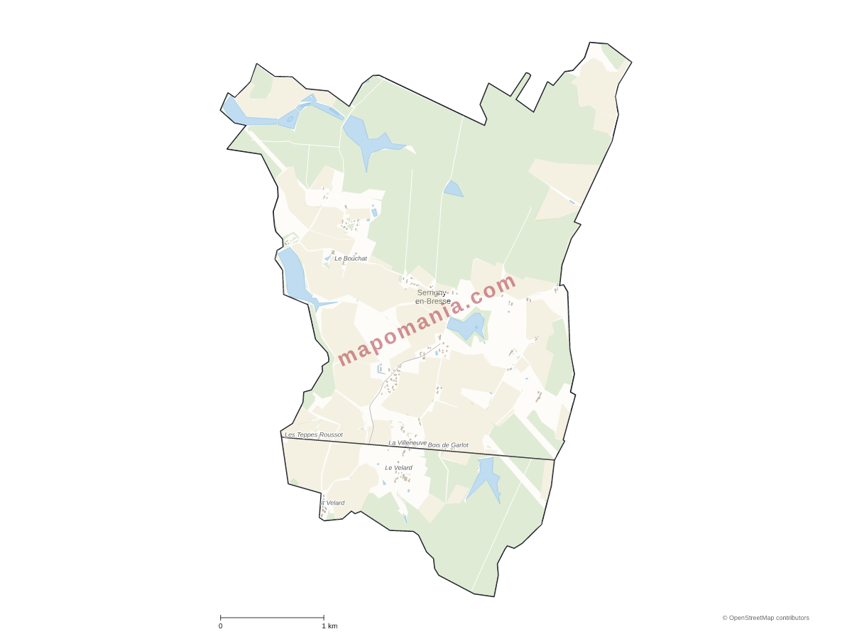 Carte de Serrigny-en-Bresse à personnaliser