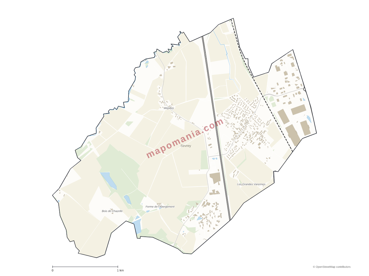 Carte de Sevrey à personnaliser