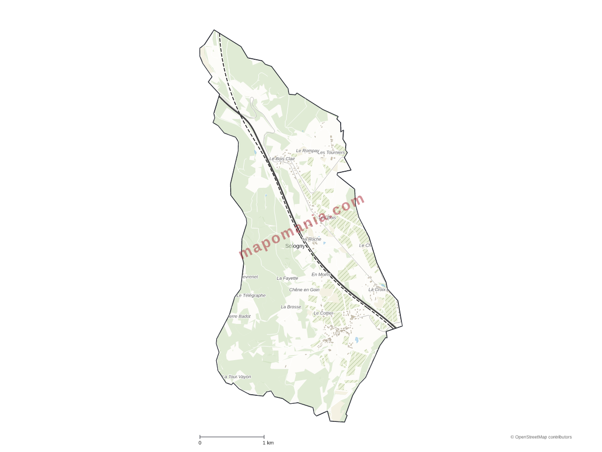 Carte de Sologny à personnaliser