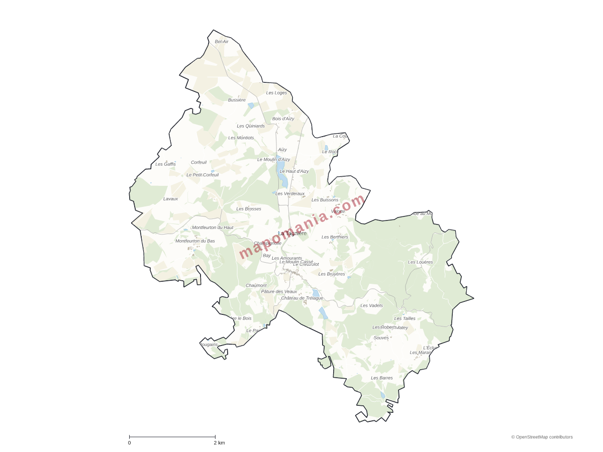 Carte de La Tagnière à personnaliser