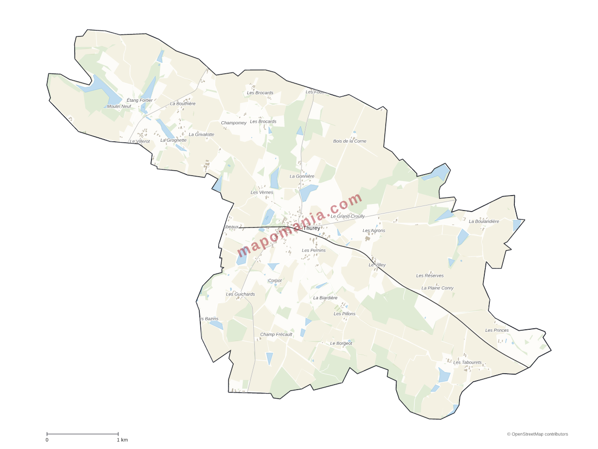 Carte de Thurey à personnaliser