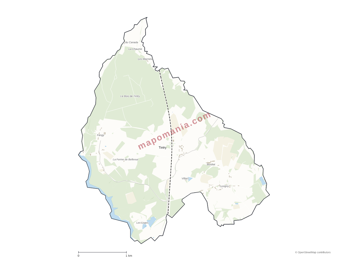 Carte de Tintry à personnaliser