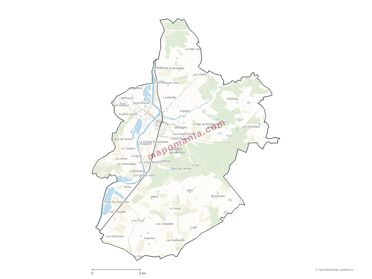 Carte de Toulon-sur-Arroux à personnaliser