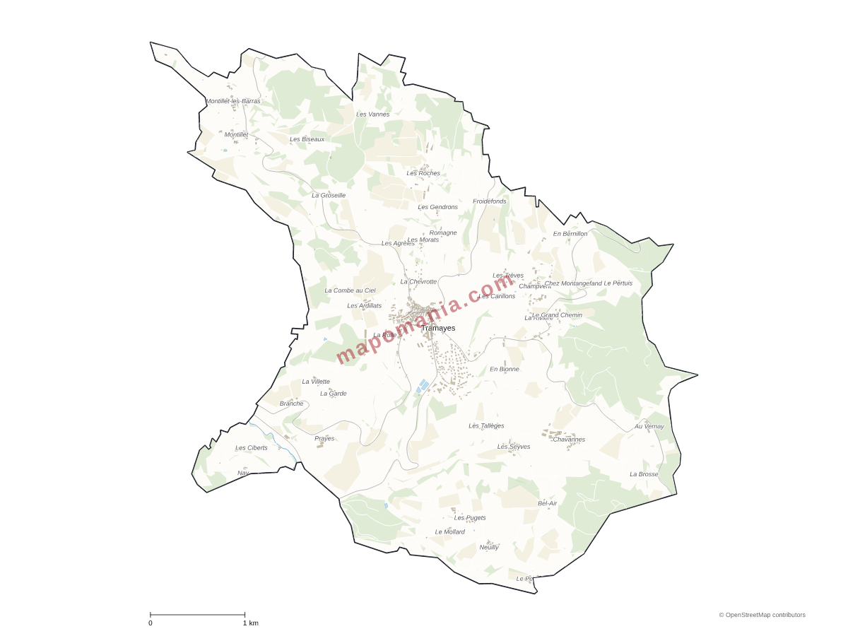 Carte de Tramayes à personnaliser