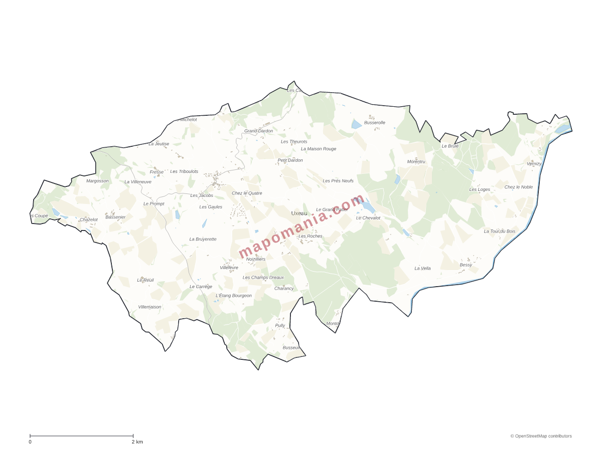 Carte de Uxeau à personnaliser