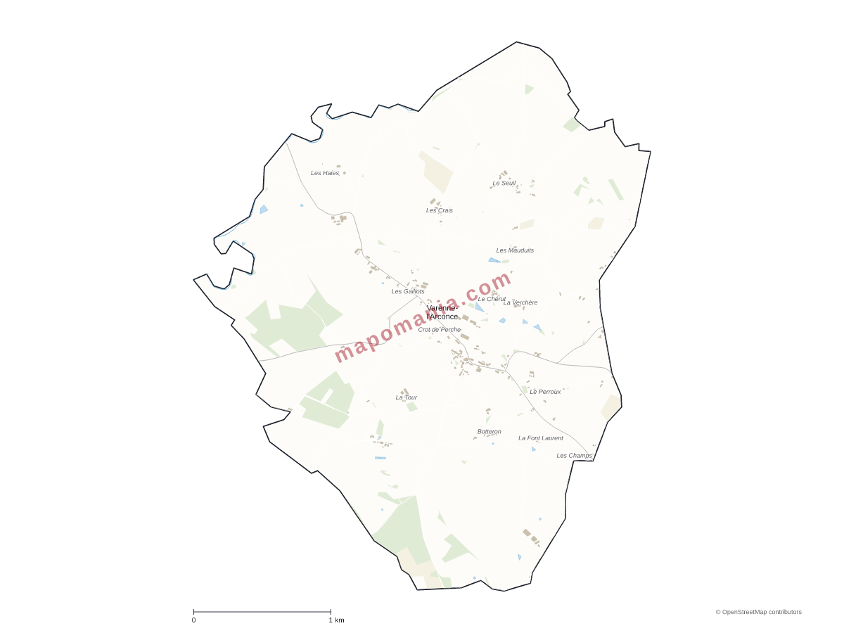 Carte de Varenne-l'Arconce à personnaliser