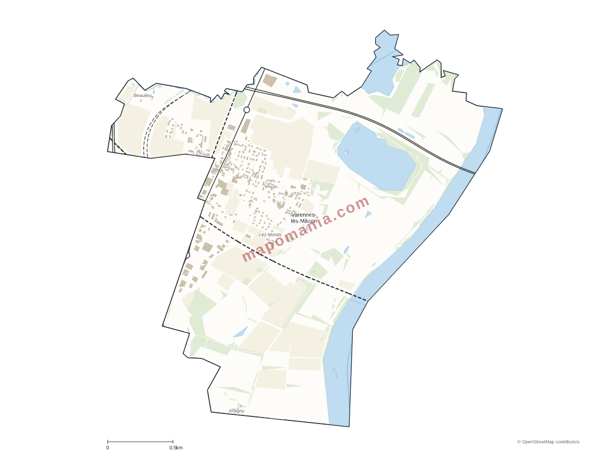 Carte de Varennes-lès-Mâcon à personnaliser