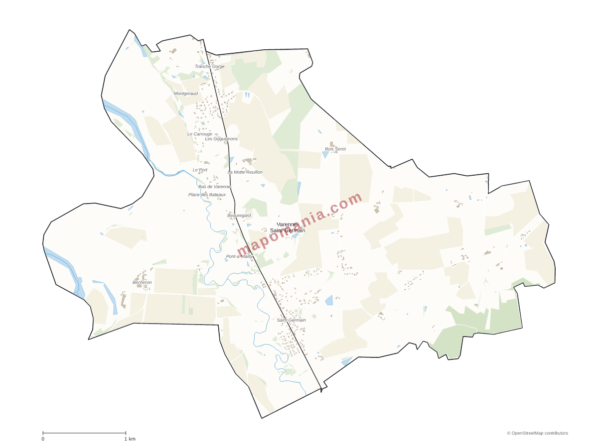 Carte de Varenne-Saint-Germain à personnaliser