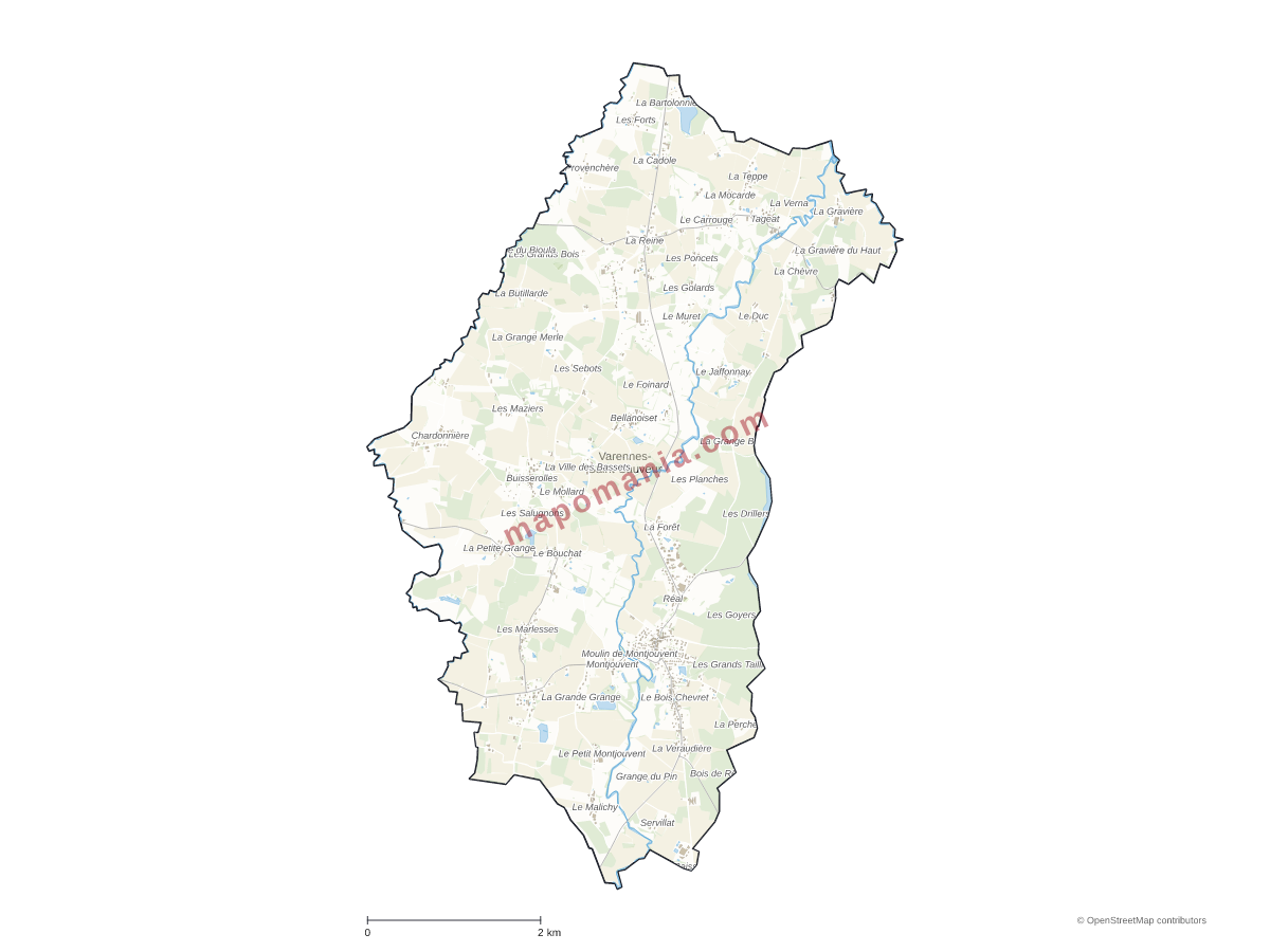 Carte de Varennes-Saint-Sauveur à personnaliser