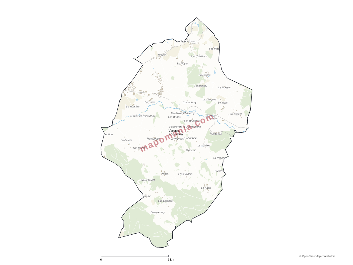 Carte de Varennes-sous-Dun à personnaliser