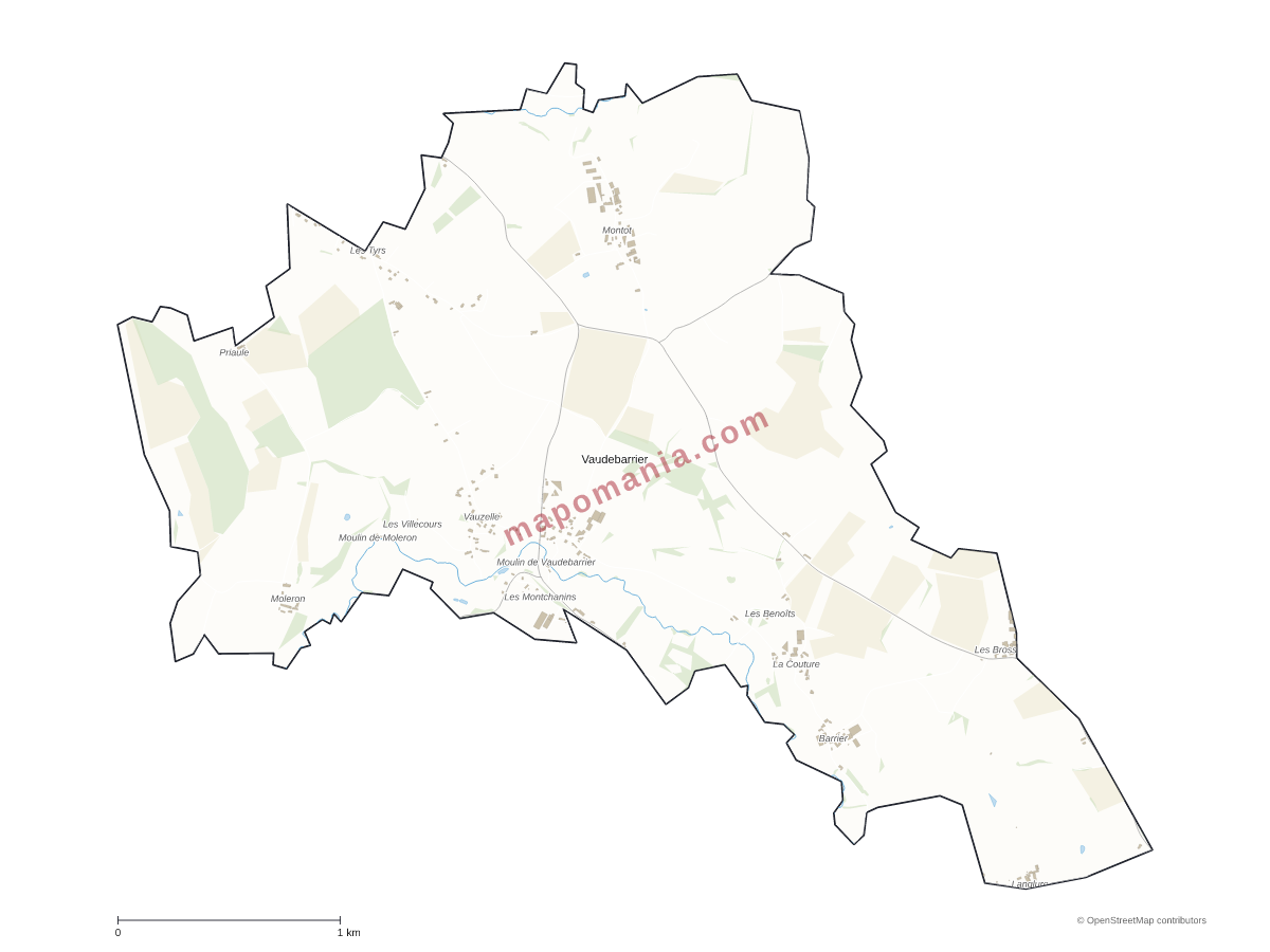 Carte de Vaudebarrier à personnaliser