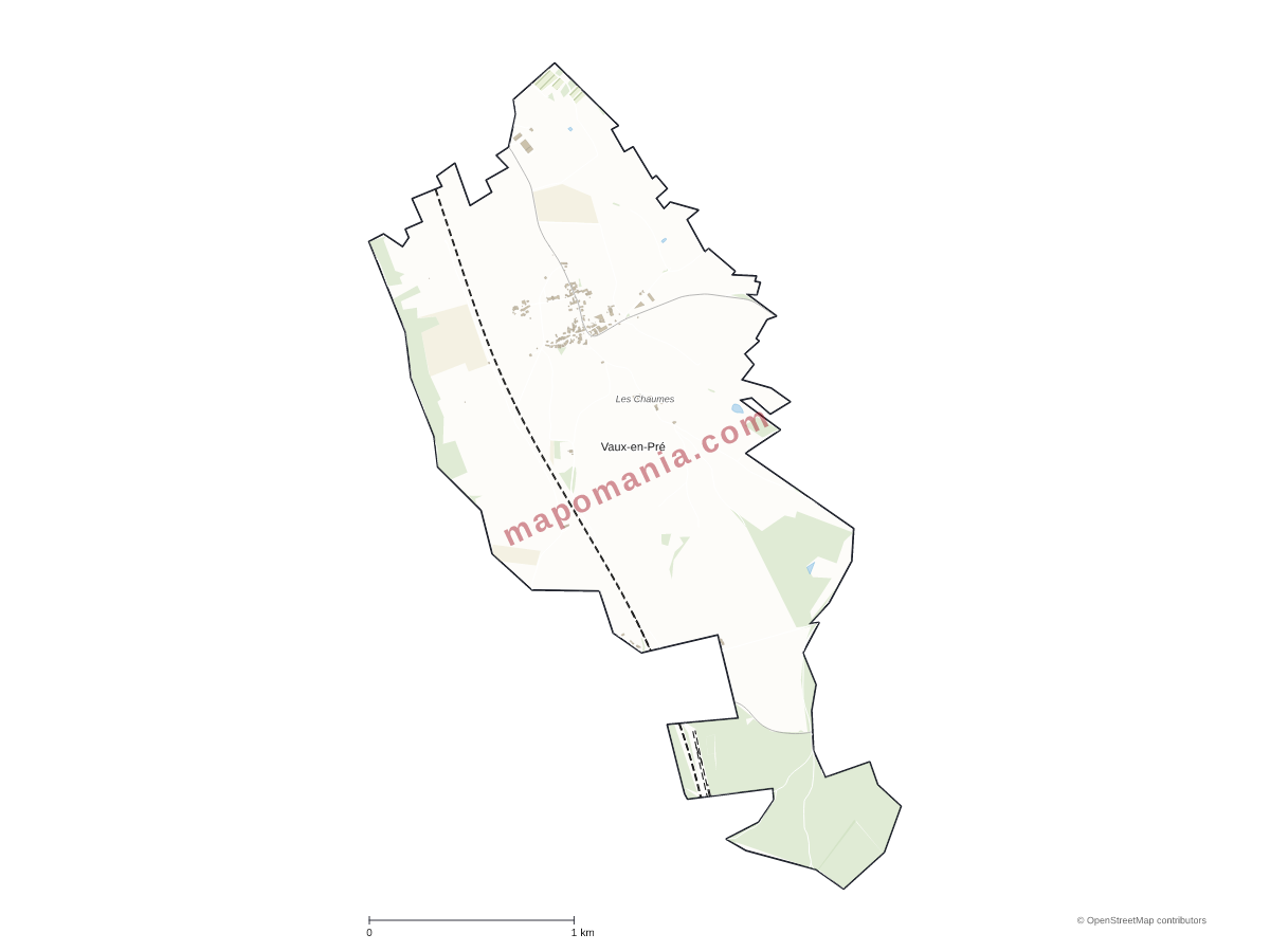 Carte de Vaux-en-Pré à personnaliser