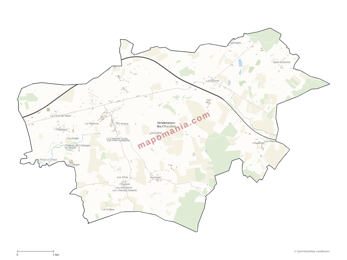 Carte de Vendenesse-lès-Charolles à personnaliser