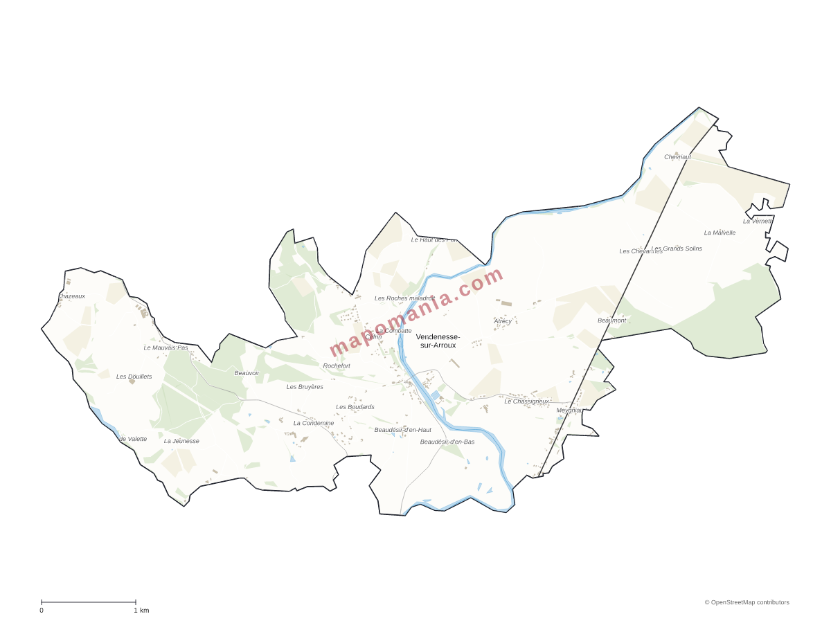 Carte de Vendenesse-sur-Arroux à personnaliser