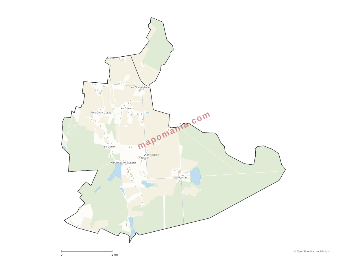 Carte de Villegaudin à personnaliser