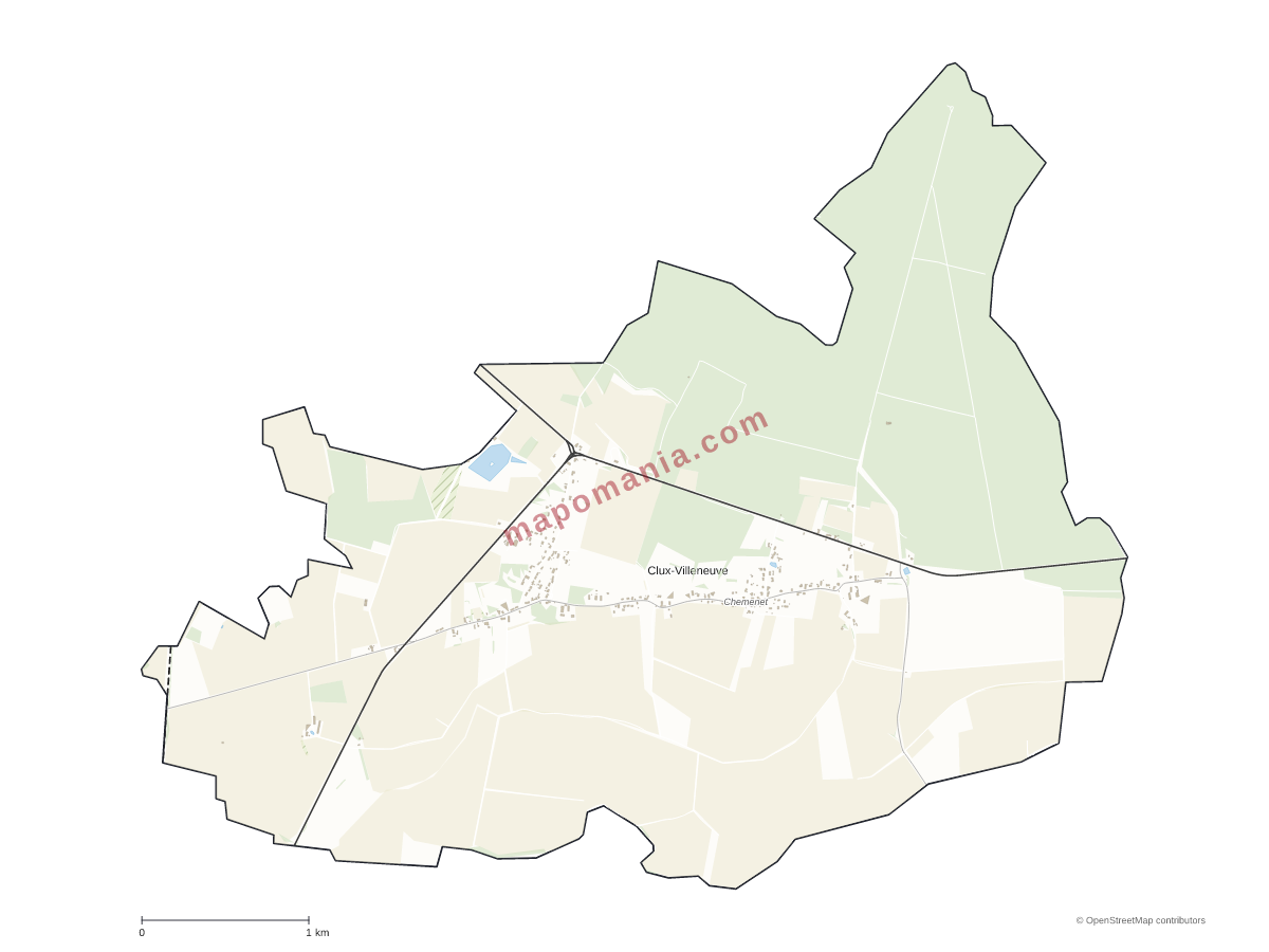 Carte de Clux-Villeneuve à personnaliser