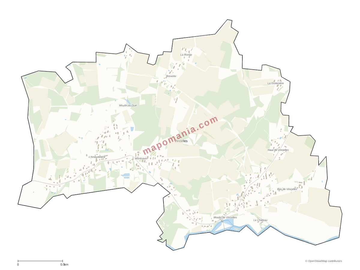 Carte de Vincelles à personnaliser