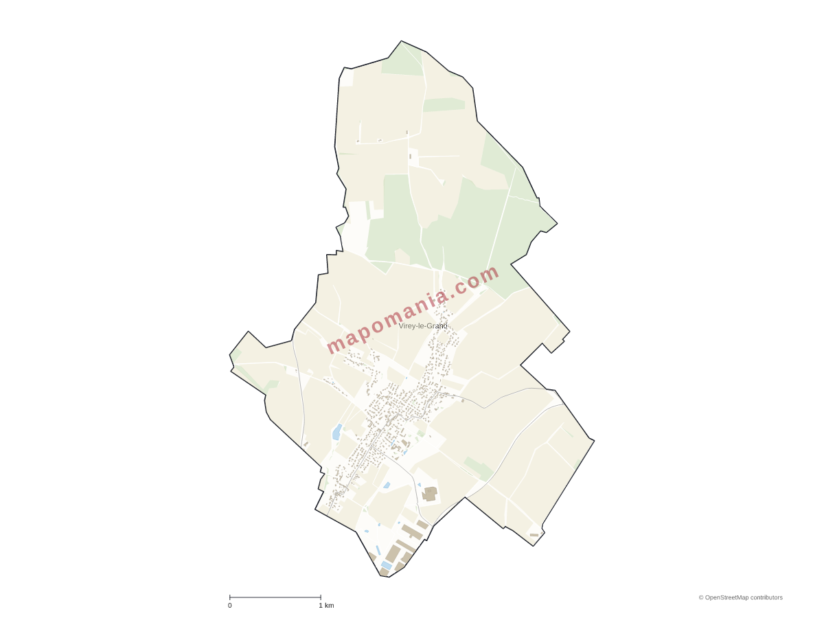 Carte de Virey-le-Grand à personnaliser
