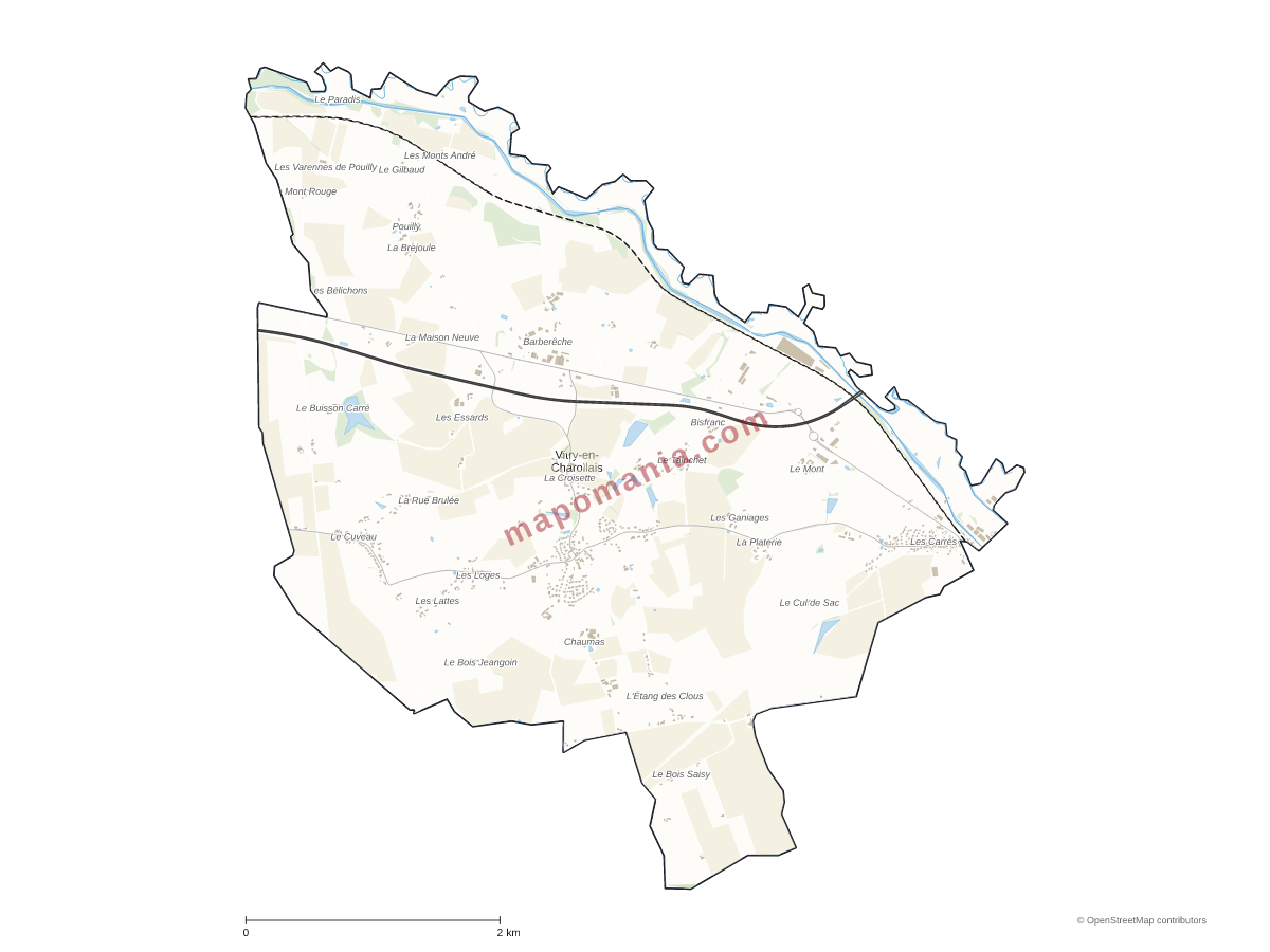 Carte de Vitry-en-Charollais à personnaliser
